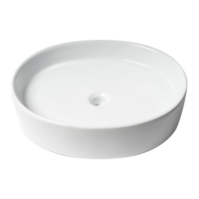 White Ceramic Oval Above Mount Bathroom Sink