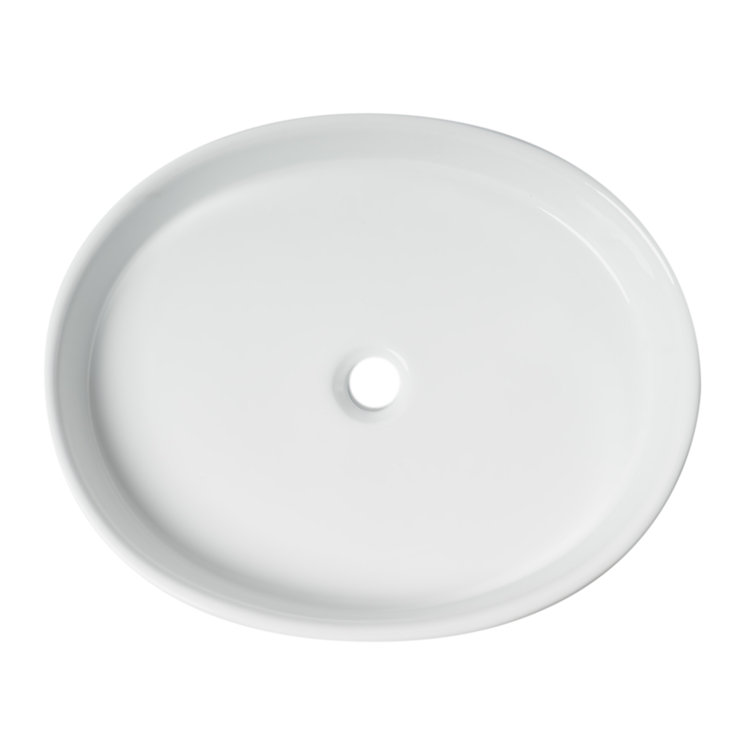 White Ceramic Oval Above Mount Bathroom Sink