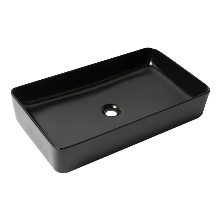 Black Matte 24'' Ceramic Rectangular Vessel Sink