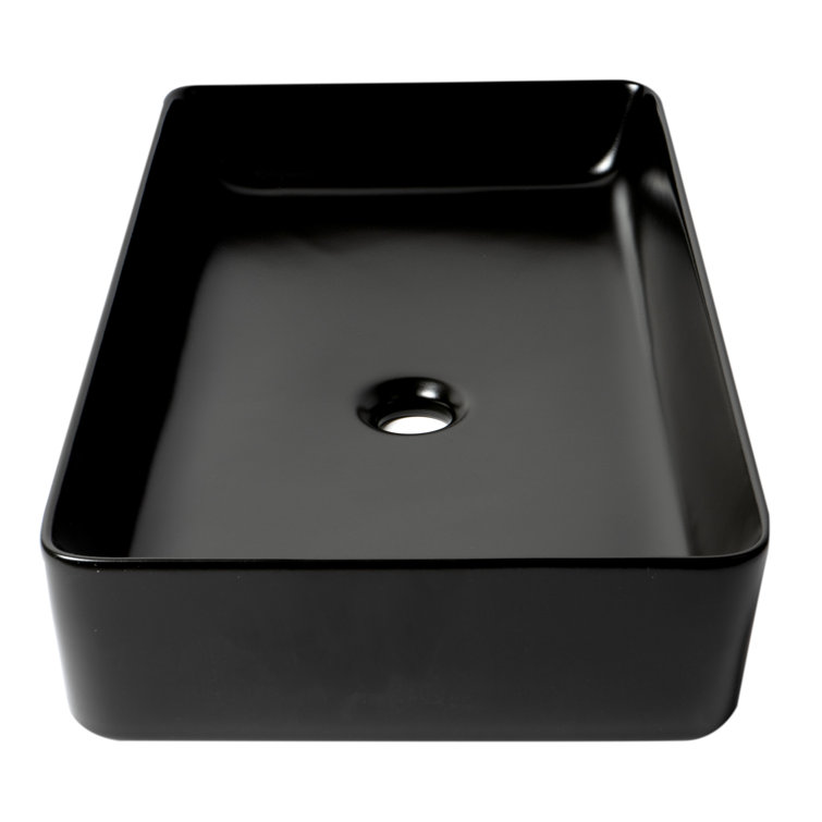 Black Matte 24'' Ceramic Rectangular Vessel Sink