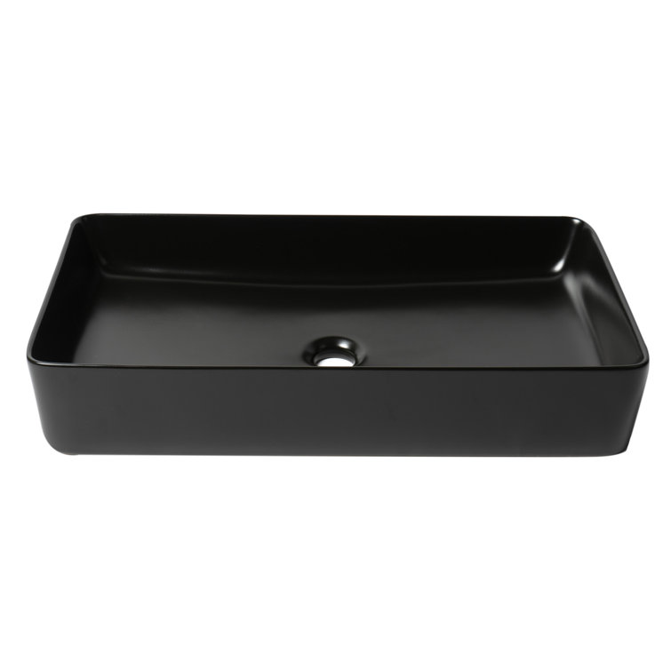 Black Matte 24'' Ceramic Rectangular Vessel Sink