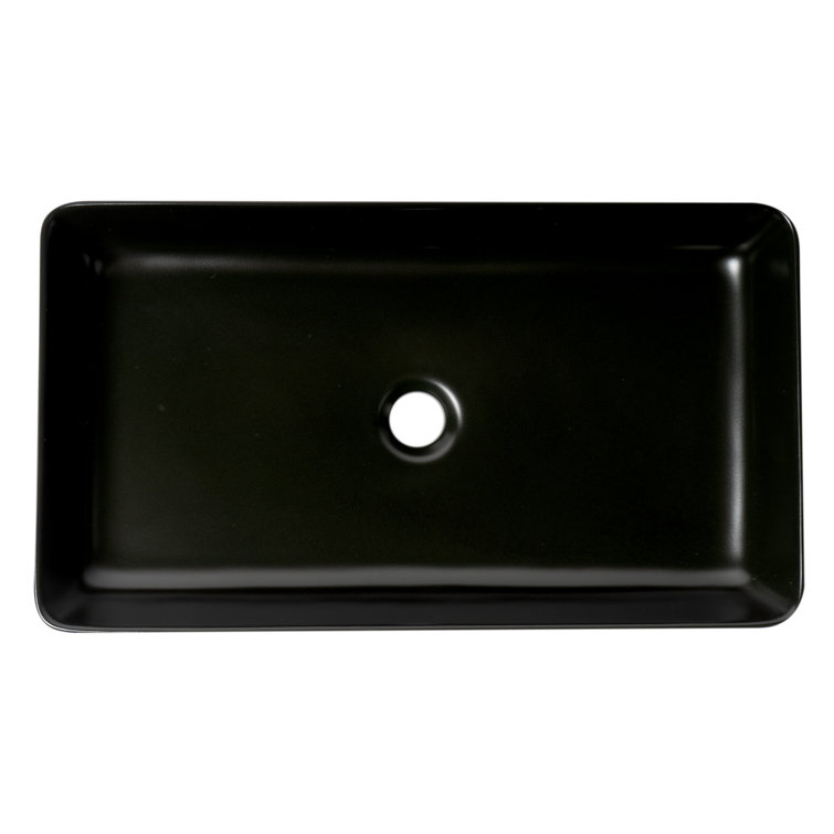 Black Matte 24'' Ceramic Rectangular Vessel Sink