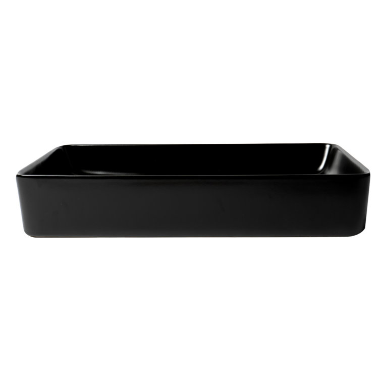 Black Matte 24'' Ceramic Rectangular Vessel Sink