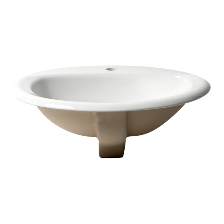 White Ceramic Oval Drop-In Bathroom Sink with Overflow