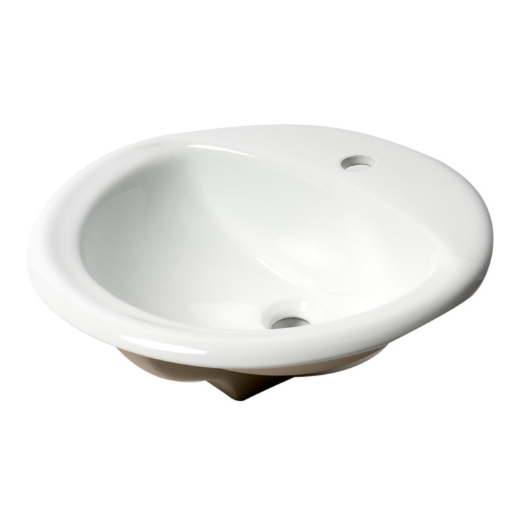 White Ceramic Oval Drop-In Bathroom Sink with Overflow