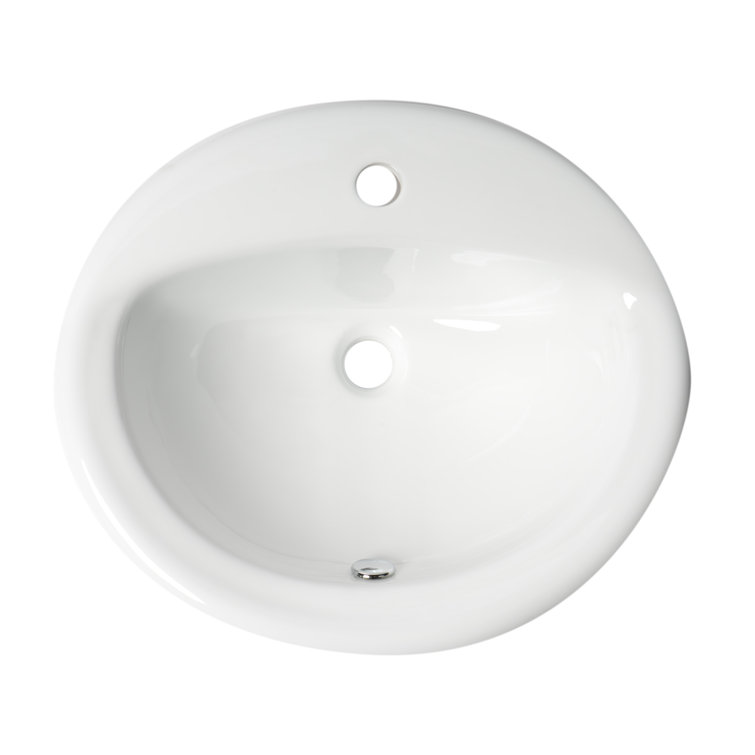 White Ceramic Oval Drop-In Bathroom Sink with Overflow