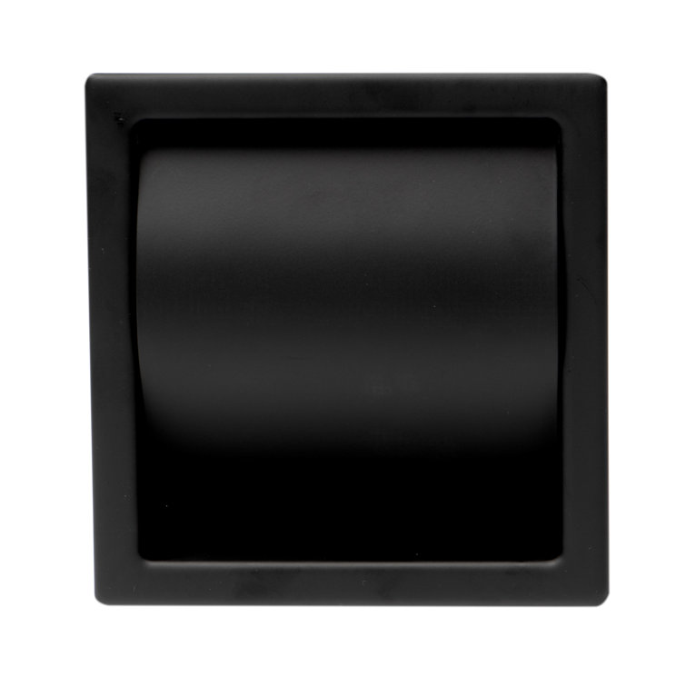 Black Matte Stainless Steel Recessed Toilet Paper Holder with Cover