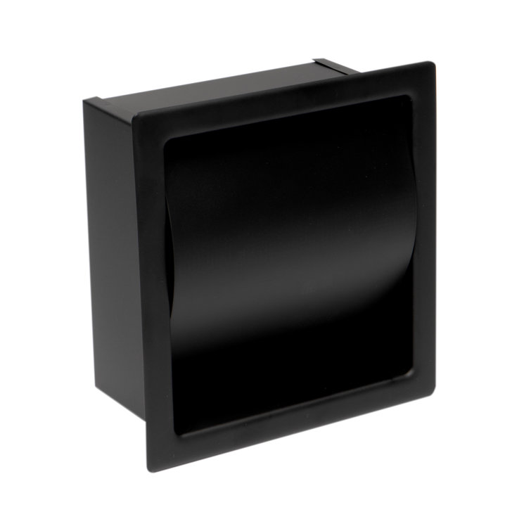 Black Matte Stainless Steel Recessed Toilet Paper Holder with Cover
