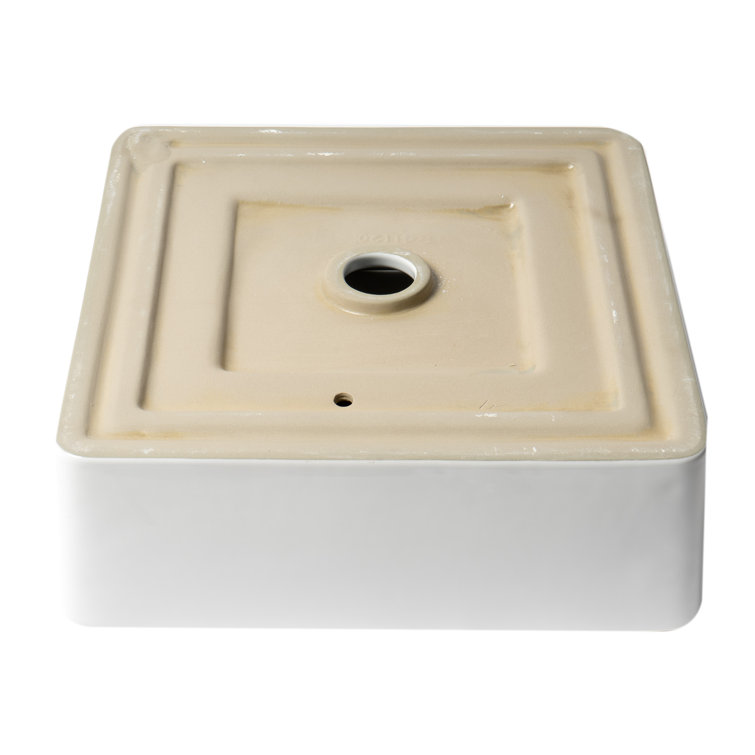 White Square Ceramic Above-Counter Bathroom Sink 15.13"