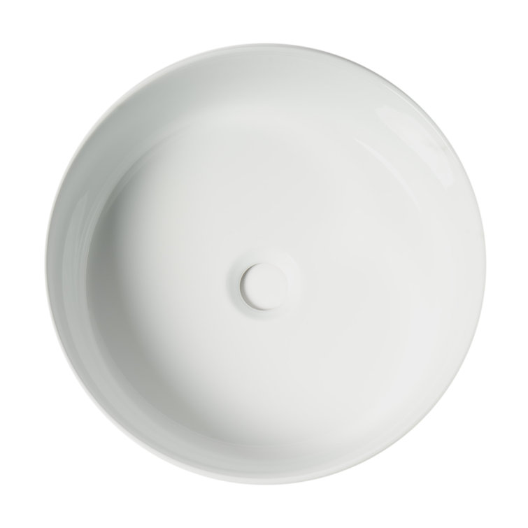 White Ceramic Round Above Mount Bathroom Sink