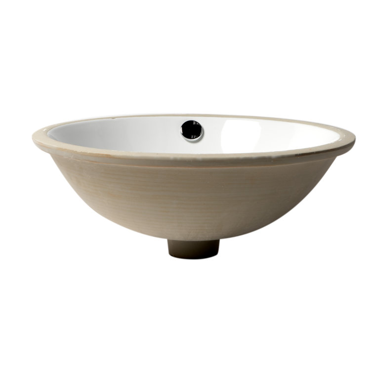 White Ceramic Round Undermount Bathroom Sink with Overflow