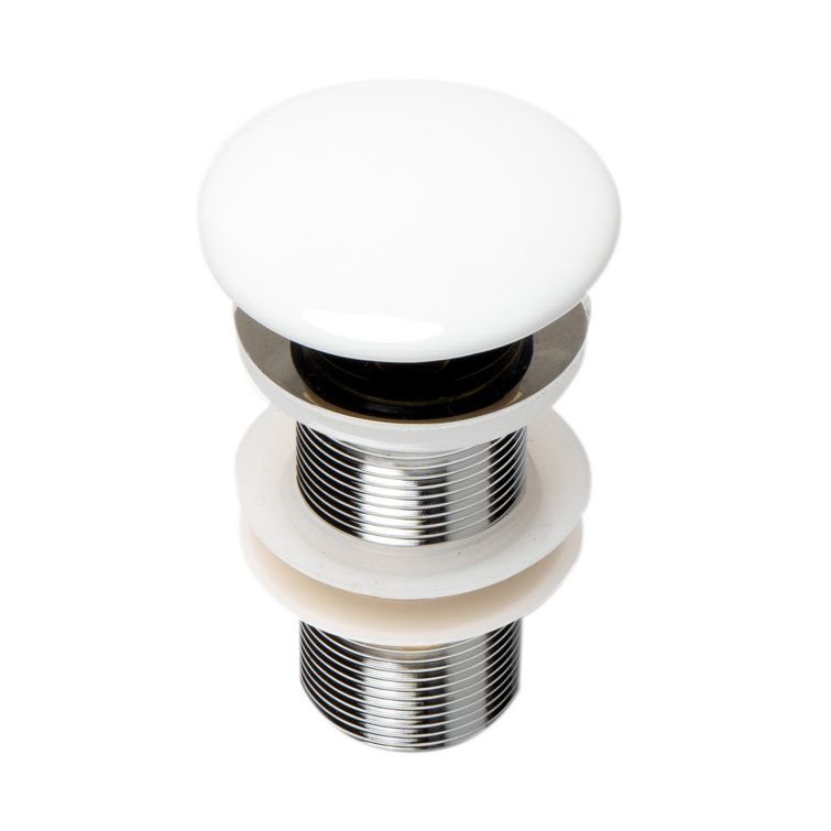 White Ceramic and Brass Mushroom Top Pop Up Drain