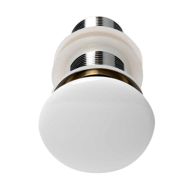 White Ceramic and Brass Mushroom Top Pop Up Drain