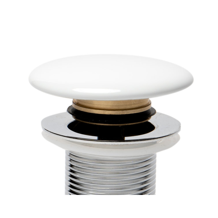 White Ceramic and Brass Mushroom Top Pop Up Drain