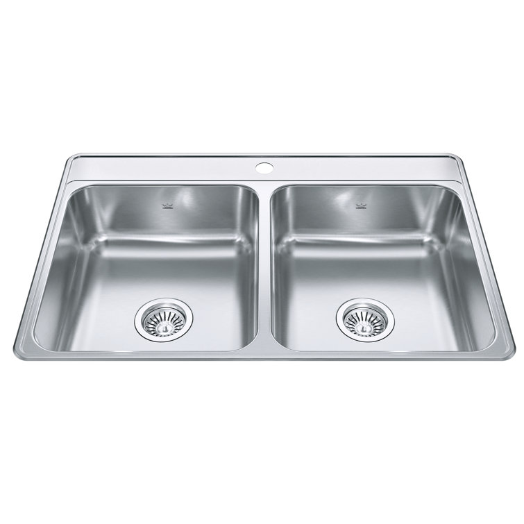 Creemore 33" Stainless Steel Double Bowl Drop-In Kitchen Sink