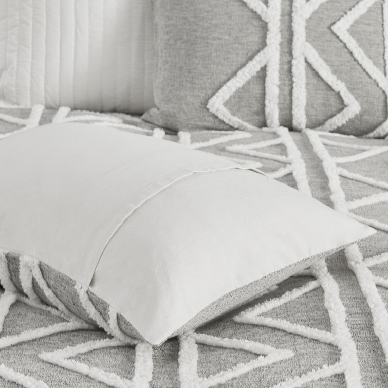 Hayes Gray Cotton Chenille Full/Queen Duvet Cover Set