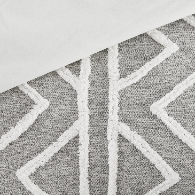 Hayes Gray Cotton Chenille Full/Queen Duvet Cover Set