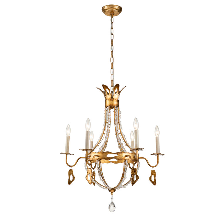 Antique Gold 6-Light Candle Style Empire Chandelier