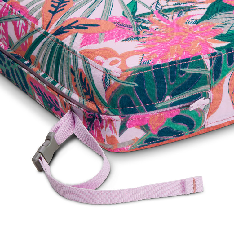 Rain Forest Canopy Coral 19" Square Outdoor Seat Cushion