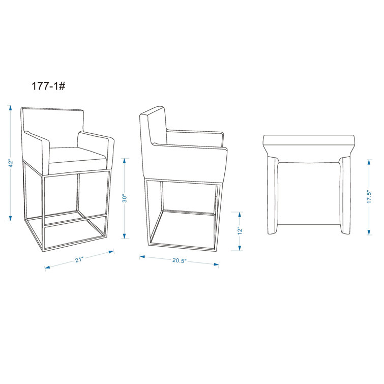 Manhattan Ambassador Cream Leather 42'' Modern Barstool