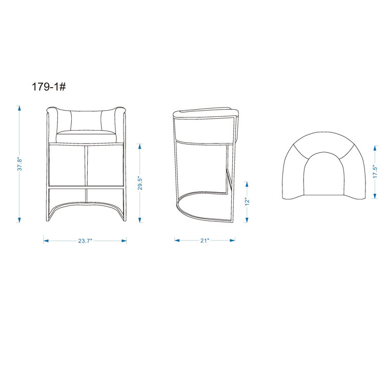 Gray Upholstered Metal Frame Barrel Bar Stool