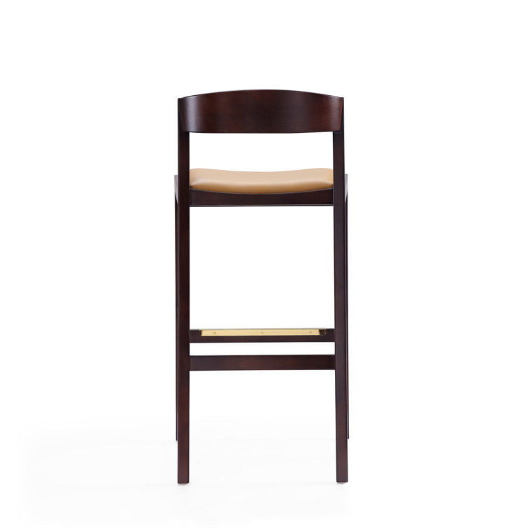 Danish Modern Klismos 26.5'' Counter Stool in Camel Brown Walnut