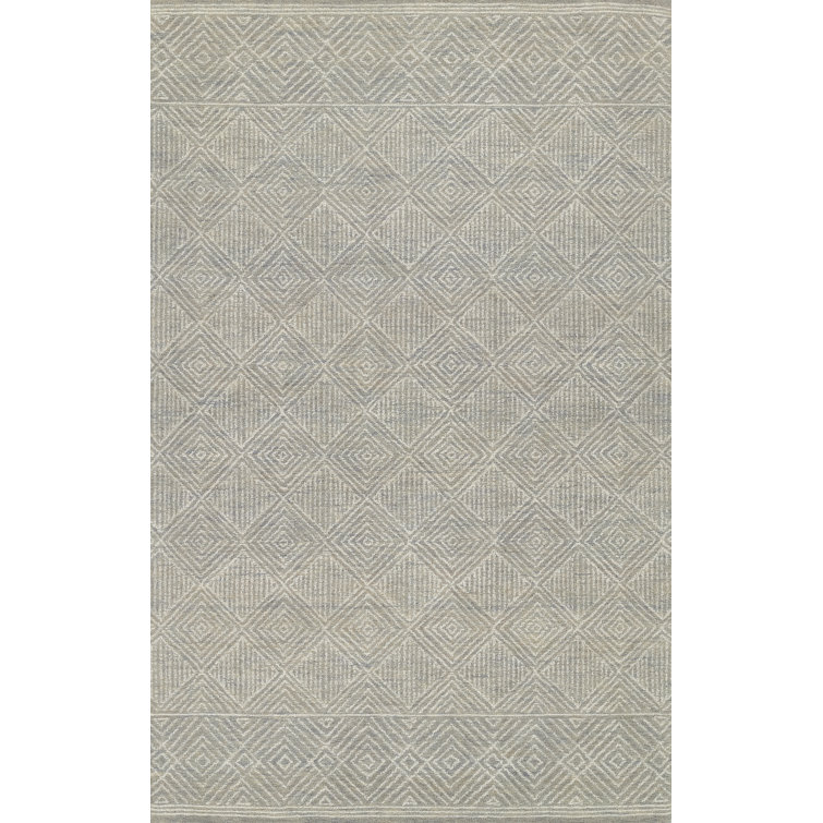 Gray Geometric Hand-Hooked Wool Area Rug 2' x 3'