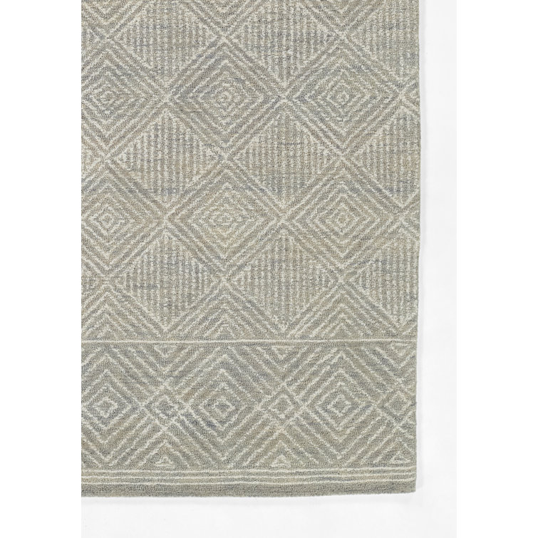 Gray Geometric Hand-Hooked Wool Area Rug 2' x 3'