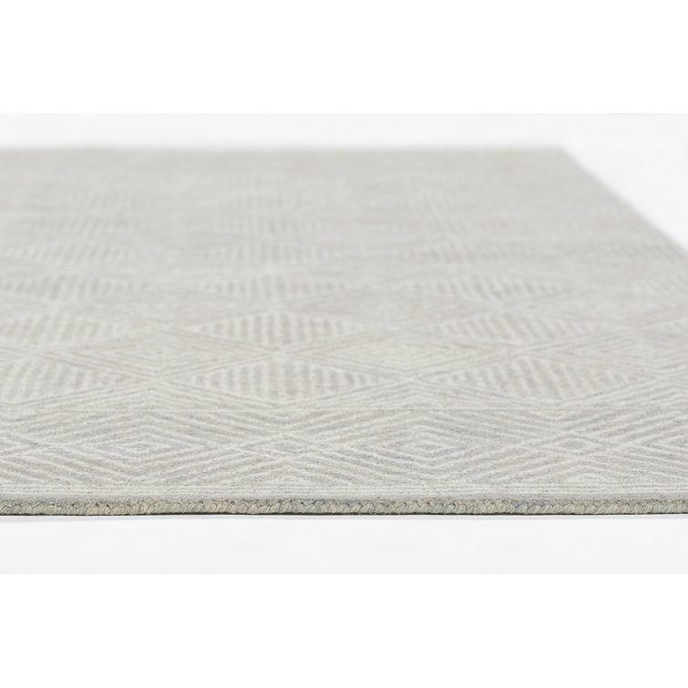 Gray Geometric Hand-Hooked Wool Area Rug 2' x 3'