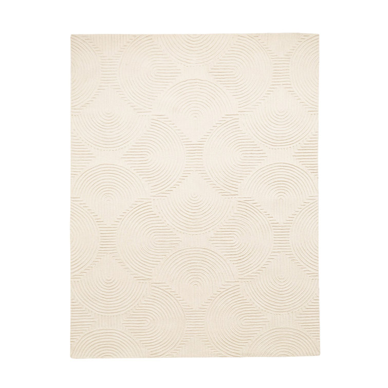 Ivory Hand-Tufted Wool 6' x 9' Rectangular Rug