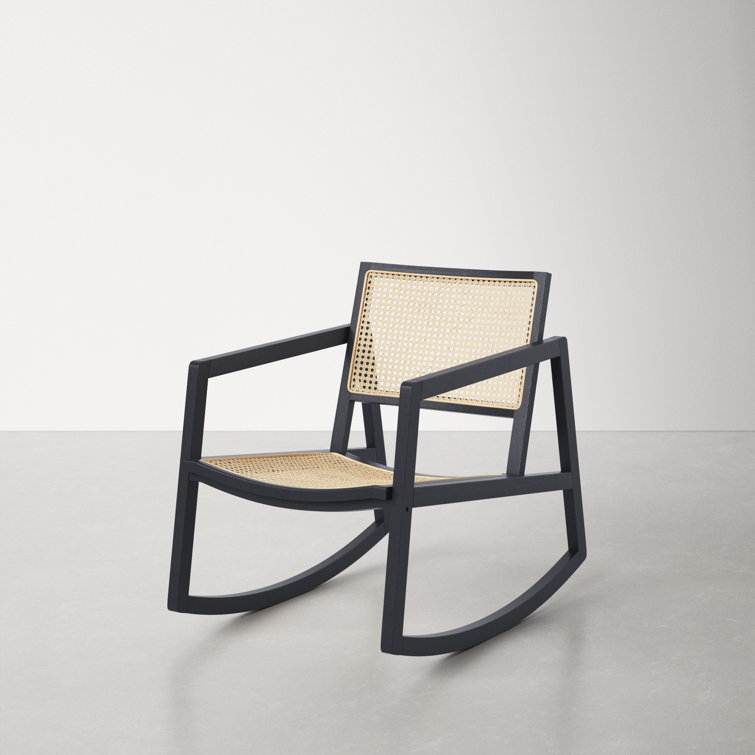 Perth 23'' Black & Natural Rattan Contemporary Glider Chair