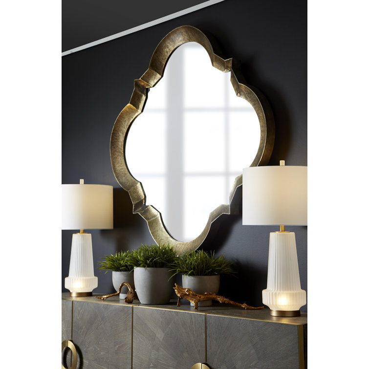 Mila Aged Brass 2-Light Table Lamp with White Shade