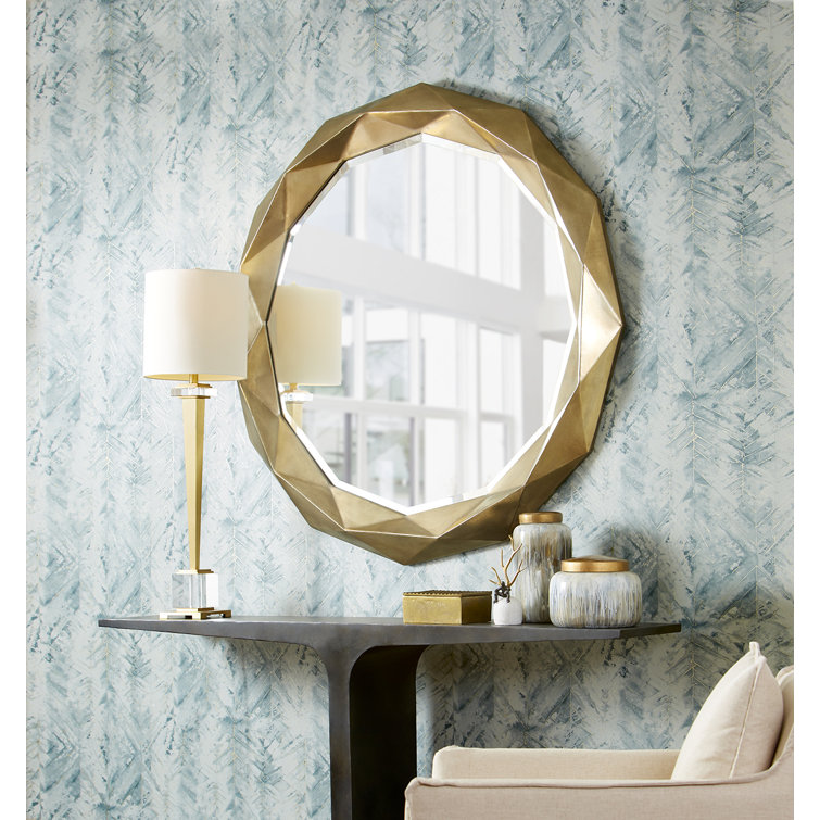 Geometric Faceted Silver Oval Wall Mirror