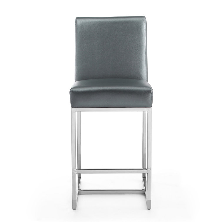 Manhattan Comfort Graphite Faux Leather 24" Counter Stool with Chrome Frame