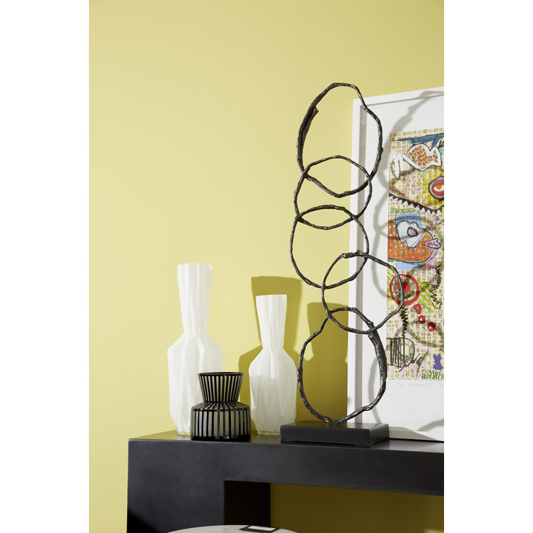 Modern Black Glass Tulip Silhouette Table Vase 11.75''