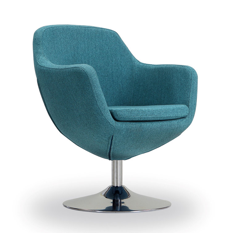Modern Blue Faux Leather Egg Chair with Swivel Metal Base