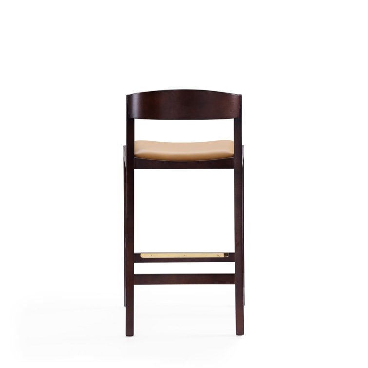 Danish Modern Klismos 26.5'' Counter Stool in Camel Brown Walnut
