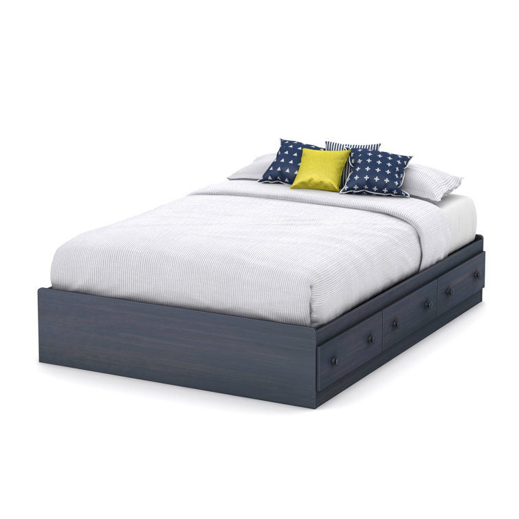 Summer Breeze Blue Twin Wood Platform Bed with Storage