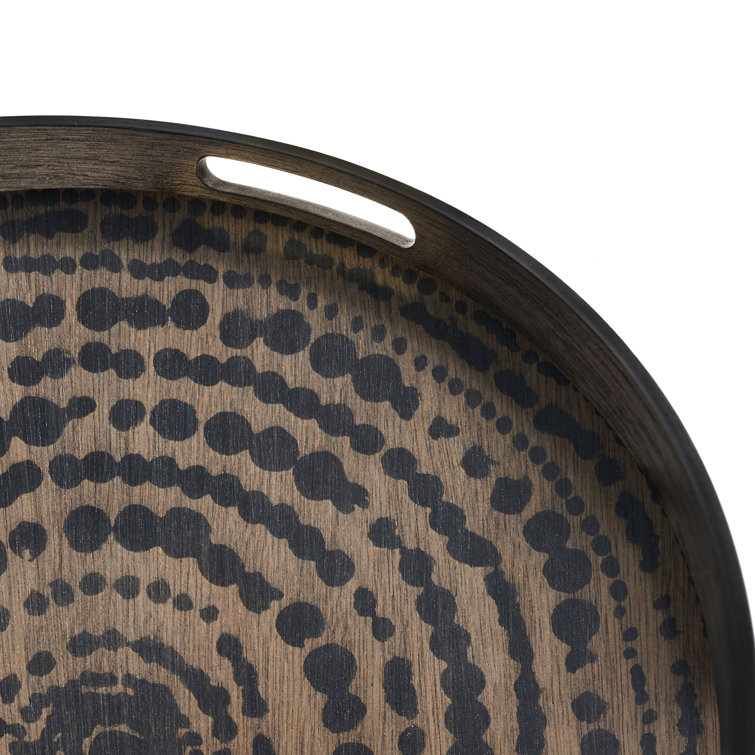 Tribal Quest 19-Inch Black and Brown Wooden Tray