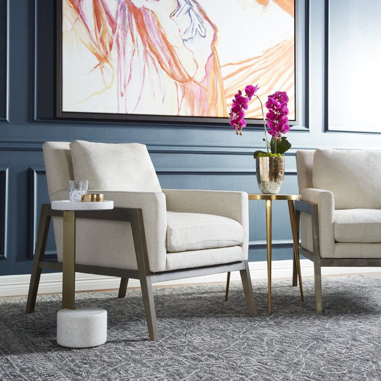 Presidio Cream Upholstered Armchair with Natural Wood Frame
