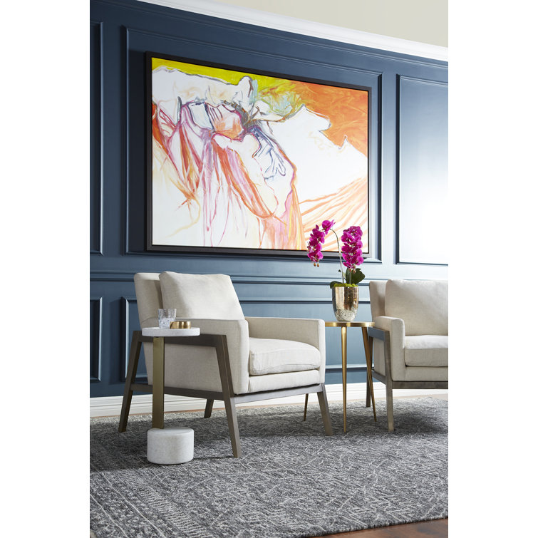 Presidio Cream Upholstered Armchair with Natural Wood Frame