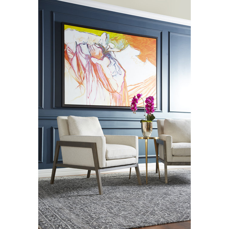 Presidio Cream Upholstered Armchair with Natural Wood Frame