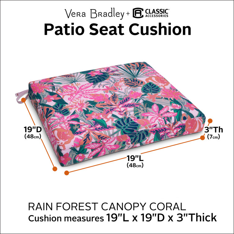 Rain Forest Canopy Coral 19" Square Outdoor Seat Cushion