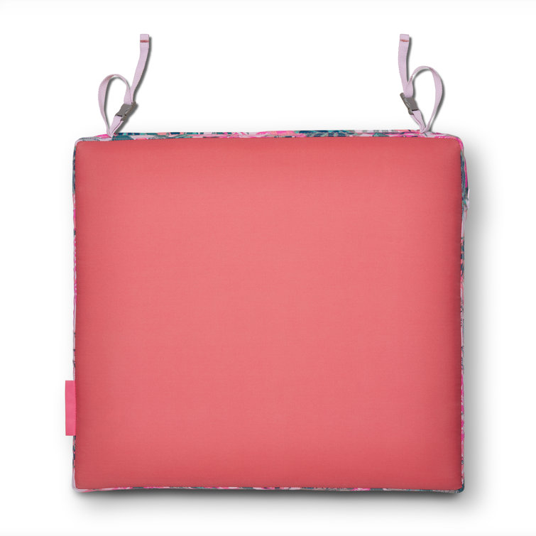 Rain Forest Canopy Coral 19" Square Outdoor Seat Cushion
