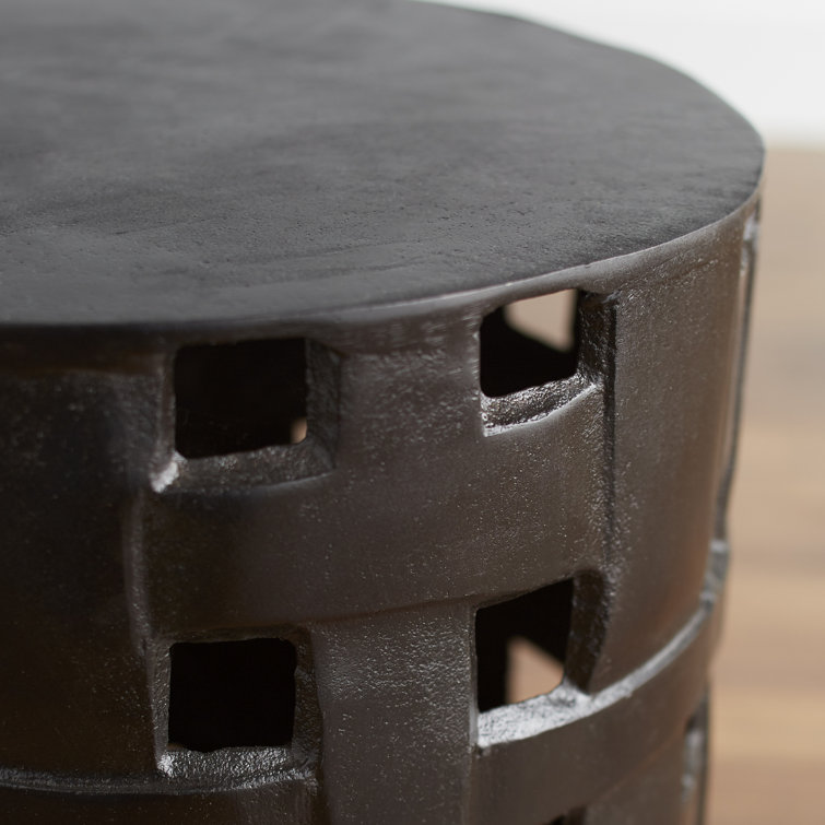 Contemporary Cardin Round Metal End Table in Bronze