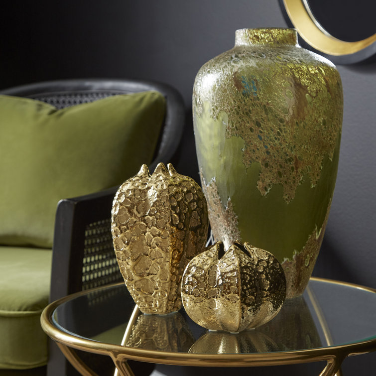Green Handblown Glass Decorative Table Vase