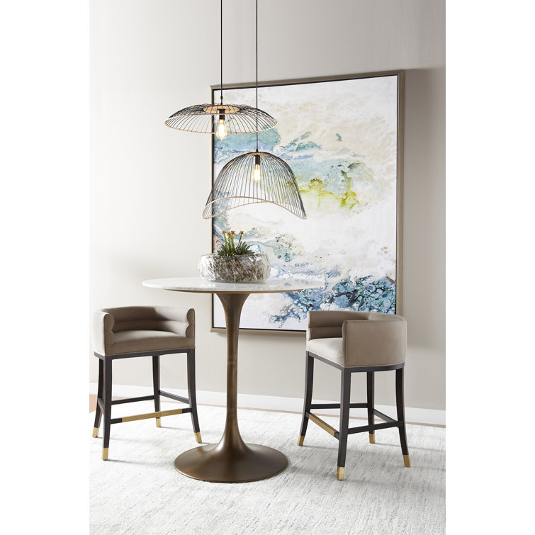 Parasol Matte Black Iron & Rattan 23.75" Pendant Light