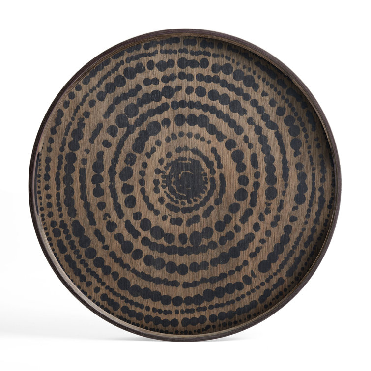 Tribal Quest 19-Inch Black and Brown Wooden Tray