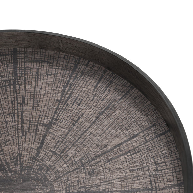 Black Wooden Round Decorative Tray - 36.5 Inch