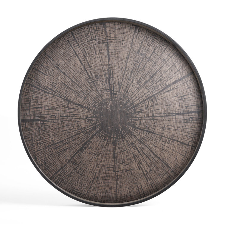 Black Wooden Round Decorative Tray - 36.5 Inch